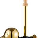 Gold Toilet Brush and Holder Set - Wooden & Stainless SteelHandle Gold Toilet Bowl Brush and Holder with Replaceable Head- Dense Bristles for Thorough Cleaning,Duck Design for Bath Decor Storage