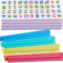 American Mahjong Tile Set Pink 166 Mahjong Tiles 1.2-inch American Mahjong Tile Set Equipped with 4PCS Mahjong Racks with Pushers, 1.2 x 0.9 x 0.5 inches