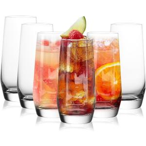CHLJAR Drinking Glasses Set of 6,18oz Highball Glass, Thick Bottom Glass Cup Set, Glassware Sets for Cocktail, Beer, Wine, Whiskey, Water and Juice Drinkware