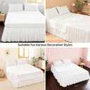 FALUCA Soft Cozy French Linen Bed Skirt with Pleated Frills - 14" Tailored Drop Dust Ruffle for Farmhouse & Modern Bedrooms, Breathable Linen-Cotton Blend, Easy-Fit Bedding (14" Queen, White)