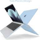 Anban Compatible with MacBook Air 13 inch Case M1 2022 2021 2020 2019 2018 Release A2337 A2179 A1932 Touch ID, Matte Plastic Laptop Hard Shell Case & 2 Keyboard Cover & Screen Protector, Air Blue
