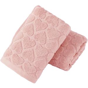 Pink Heart Hand Towel Set of 2 Super Soft 100% Cotton Embossed Floral Pattern Highly Absorbent Valentines Day Decorations Decorative Bath Hand Towels for Bathroom 13x 29 Inch