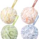 AmazerBath Loofah Sponge 75g/Piece, Exfoliating Bath Sponge Body Scrubber - Loofa Set of 4 - Cotton Candy Quartet, Large