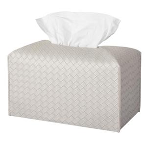 Tissue Box Cover PU Leather Tissue Holder Square Facial Tissue Case Facial Paper Organizer Dispenser for Bathroom, Vanity Countertop, Tabletop, Car, Rectangle, Misty Gray