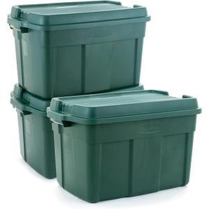 Rubbermaid 3 Pack High Top Storage Containers for Garage and Home Use, 37 Gallon (37 Gal (Pack of 3))