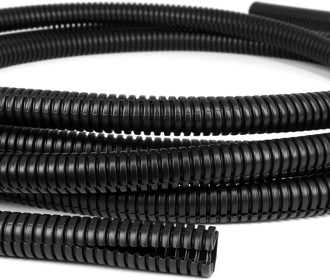 Split Wire Loom Tubing,10,25ft Cord Protectors from Pets No Chew, Flexible Wire Covers Cord Protectors, Protective Split Cable Sleeve for Automotive Home Industrial Wires(Black, 0.46inch-10ft)