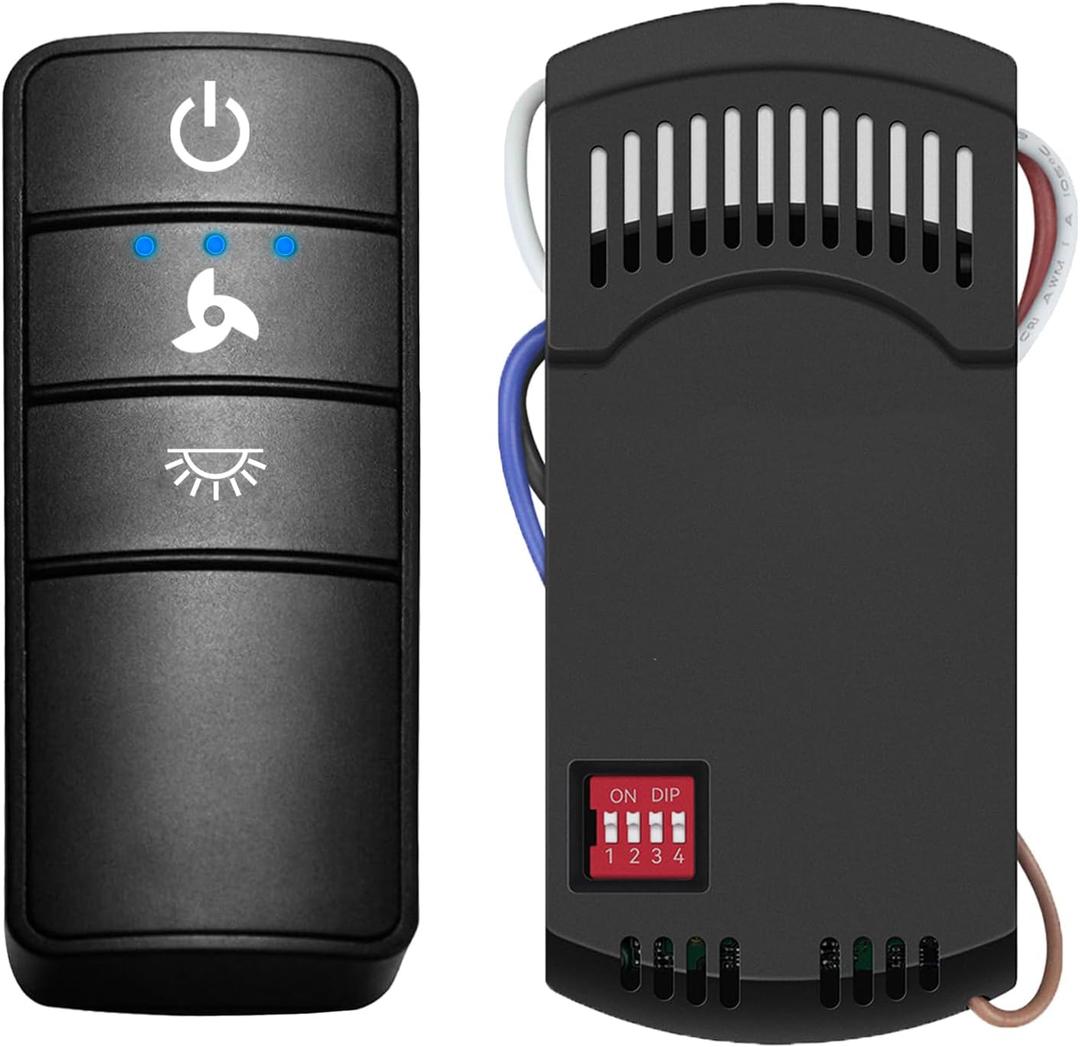 Universal Hampton Bay Ceiling Fan Remote Control Kit, Compatible with Hunter, Harbor Breeze, Hampton Bay, Home Decorators, 3-Speed & Light Dimmer, Wall Holder Mount Included