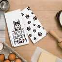 Best Husky Mom Towels Dish Towels Dishcloth, Dog Mom Gifts for Women Dog Lovers, Cute Dog Husky Decor for Kitchen Bathroom Home, 16 x 24 Farmhouse Decoration Hand Towels Set of 2. (068)