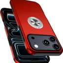 Shockproof Case for iPhone 17 Pro 6.3'', [Embedded Finger Ring] Military Grade Phone Case Cover with Reinforced Metal Stand Kickstand [Support Magnetic Car Holder] for iPhone 17 Pro, Red