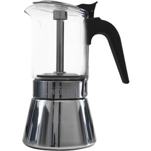 The London Sip Glass and Stainless Steel Stovetop Espresso Maker Moka Pot Italian Coffee Percolator, Glass, Medium (10.14 oz)