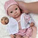 Aniiyy 13 Inch Can Open Mouth Full Body Silicone Baby Dolls, Lifelike Silicone Reborn Baby Doll, Anatomically Correct Baby Girl Dolls