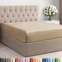 King Fitted Bed Sheet - Bottom Single Fitted Sheet Only - Ultra-Soft Hotel Luxury Bedding w/ 8-16 Inch Deep Pockets - Breathable & Wrinkle Free - Easy-Care, Fade and Shrink Resistant - Heathered Tan