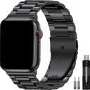 EPULY Metal Band Compatible with Apple Watch Bands for Men  45mm , Business Stainless Steel Strap for iWatch Bands Series 11 10 9 8 7 6 5 4 3 2 1, SE3 2 1, Ultra3 2 1 (Black)