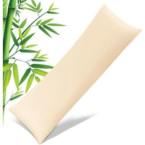 Body Pillowcase with Zipper Cooling Viscose from Bamboo Zippered Pillowcases, Cool & Breathable Body Pillow Cover for Hot Sleepers and Night Sweats, 20" x 54" (Khaki)