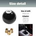 Shift Knob Manual Gear,Round Shift Knob Acrylic Gear,4 5 6 Speed Universal Shifter Knobs with 3 Adapters,Fit for Manual Car M 8 * 1.25, M 10 * 1.25, M 10 * 1.5, M 12 * 1.25 (Black8)