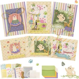 DIY Card Making Kit for Adults Cute cat-Themed & Thank You Cards with Envelopes for Birthdays, Weddings, Teachers, Parents, and Gift Giving (9 Sets)