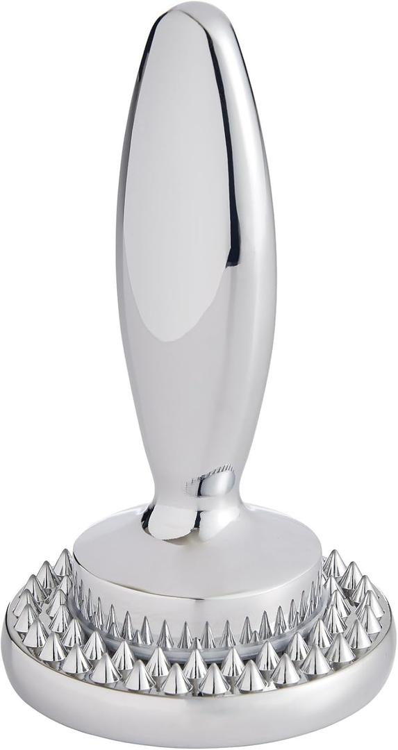 HIC Kitchen Dual Sided Meat Tenderizer Marinating Prep Tool, Chrome-Plated Zinc, 835 Grams, For Flattening Cutlets And Tenderizing Meat