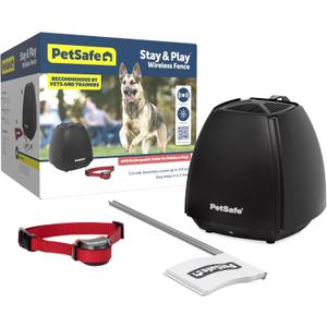 PetSafe Stay & Play Wireless Pet Fence for Stubborn Dogs - No Dig, Circular Boundary, Secure 3/4-Acre Yard, for Dogs 5lbs+, America's Safest Wireless Pet Containment System, Electric Fence