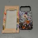 for iPhone 17 Pro Max Case Cute - Wireless Charging Compatible - Dual-Layer Hard Shell + Silicone Cover - Aesthetic Protective Phone Case for Women - Marble Pressed Flowers