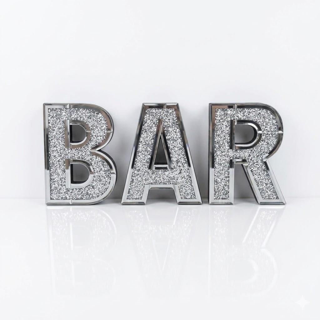 BAR LETTERS,DIAMONDS AND SILVER