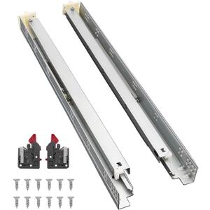Probrico 1 Pair 21 Inch Undermount Drawer Slides, Full Extension Concealed Drawer Runners Soft Close Bottom Mount Drawer Slides with Rear Mounting Brackets Locking Devices