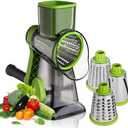 Rotary Cheese Grater with 3 Stainless Steel Blades – Manual Cheese, Vegetable, Nuts Slicer & Shredder with Strong Suction Base, Round mandoline slicer & Food Chopper - Hand Crank Grater with Handle