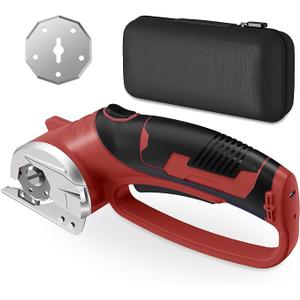 Cordless Electric Scissors, 4V Rechargeable Heavy Duty Rotary Cutter with Safety Lock & LED Light for Cardboard, Fabric, Leather, Carpet, Plastic, Crafting, Sewing, DIY & Industrial Use(Orange)