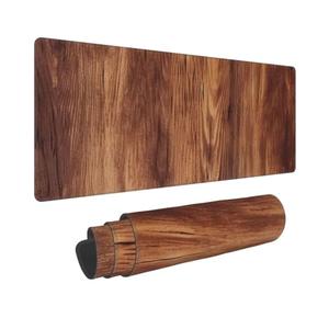Brown Wood Grain Gaming Mouse Pad Extended XXL Mouse Mat with Stitched Edges Non-Slip Long Desk Pad 12x31.5in Large Desk Mat for Keyboard Home Office Gaming Work