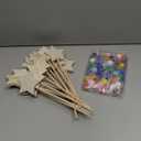 89 Pcs Make Your Own Wooden Princess Wand DIY Fairy Wands Kit Include 30 Pcs 3D Wooden Star Wands 7 Gem Stickers 40 Ribbons 12 Painting Props for Painting Crafts Birthday Party Supplies Gifts