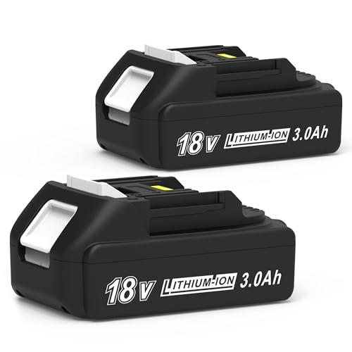 CHAUNVEN 3000mAh 18V Battery Replacement for Makita 18V Battery Compatible with 18 Volt BL1830B BL1840B BL1850B BL1860B BL1815B Battery (2 Packs)