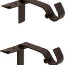 Kenney  Fast Fit Curtain Rod Brackets, No-Drill, No-Measure Installation, Durable Metal Design, Fits 1/2" & 5/8" Curtain Rods, Oil Rubbed Bronze, 2-Pack (One Size)