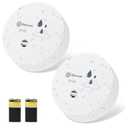 Geevon 2 Pack Water Leak Detectors, 100dB Water Sensor Alarms Flood Detector for Basements, Bathrooms, Laundry Rooms, Kitchens, Garages, and Attics, Water Alarms Battery-Operated (Battery Included)