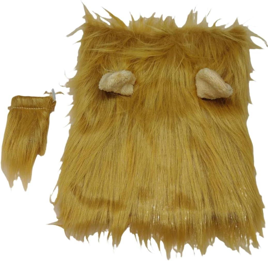 Golden Retriever Dog Cat Funny Cute Cute Wig Lion Head Hat (Light brown + tail)