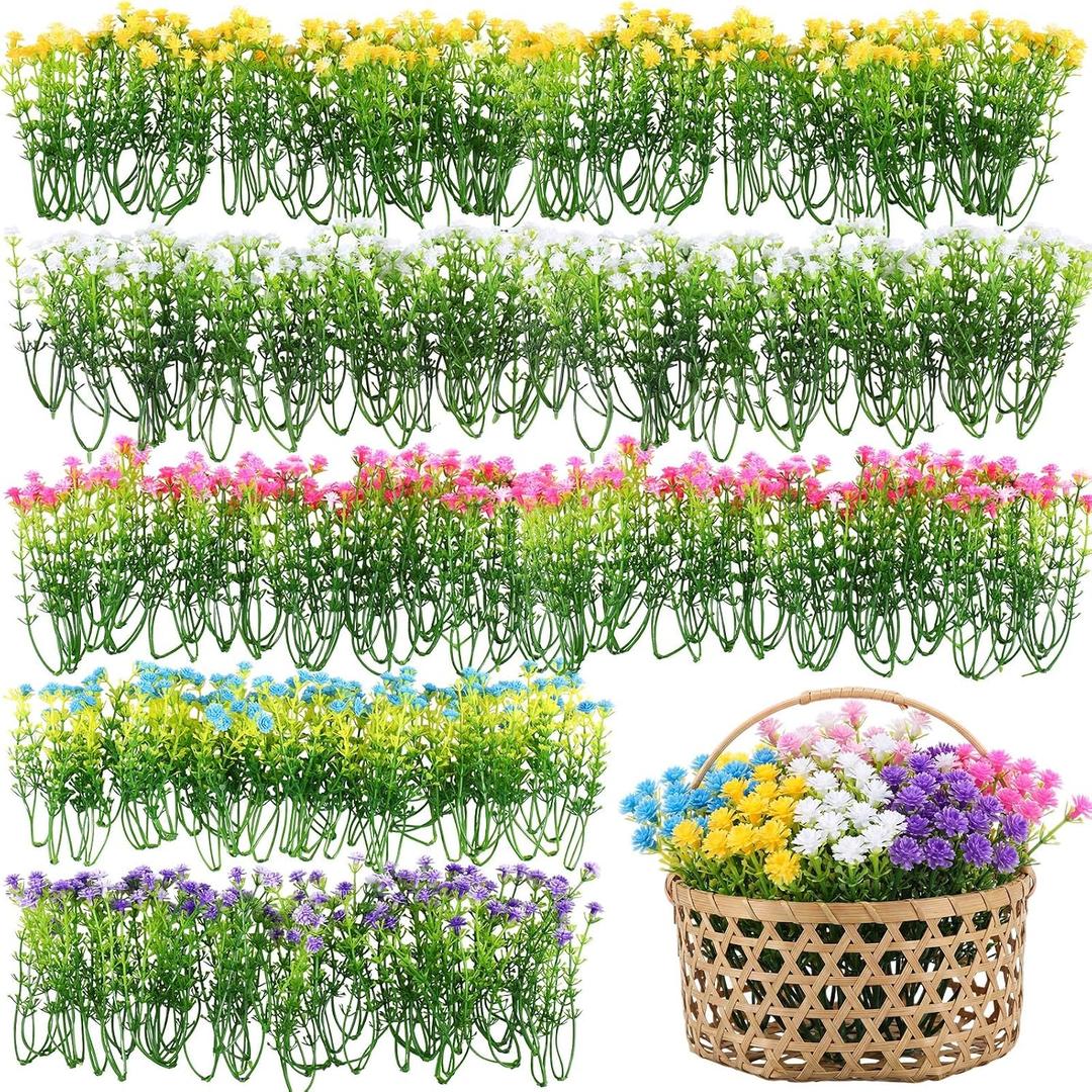 200pcs Baby Breath Artificial Flowers Bulk Mini Flowers for Decoration Scrapbook Supplies Reception Bouquet Accessories Home Garden Wedding Party Decor 3.74 Inch (Multiple Color)