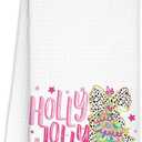 FDHSPAAM Colorful Christmas Tree Kitchen Towels, Christmas Bathroom Decor, Glitter Preppy Girly Coquette Pink Bow Xmas Tree Dish Hand Tea Towels for Kitchen Bathroom Decor, 16x24 Inch