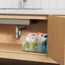 Peohud 3 Pack Freezer Organizer Bins with Wheels, Clear Plastic Pantry Storage Organizer with Handle, Tall Narrow Kitchen Organization Rolling Bins for Fridge, Cabinet, Bathroom, Under Sink, Office