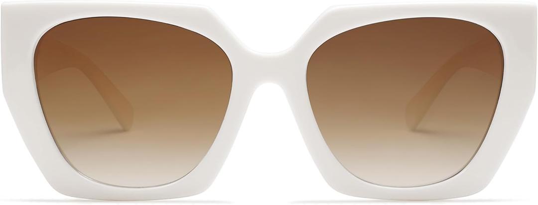 SOJOS Oversized Polarized Sunglasses for Women, Big Designer Womens Trendy Square Shades SJ2205 (White/Light Brown)