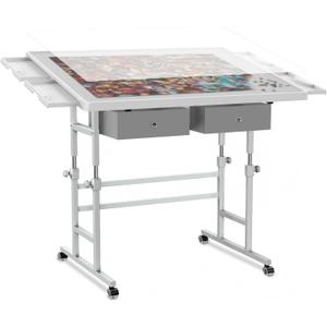 ALL4JIG 1000 Piece Light-Weight Adjustable Jigsaw Plastic Puzzle Table for Adults, 22.44"30.20" Multi-Functional Puzzle Board with 4 Drawers & Protective Cover, 45-Degree Any-Angle Tilt for Leisure, Small-1000pcs