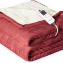 Heat Blanket 50x60 Throw,Soft Flannel & Sherpa Reversible Electric Blanket with 10 Heat Settings,12 Timer Setting and 3 Hours Auto-Shut Off,ETL Certified Machine Washable,Red