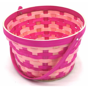 Holiday Home Easter 8.5” Two Tone Bamboo Basket - Pink, Big
