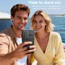 SURITCH for Samsung Galaxy S25 Case with 360 Rotatable Hand Strap Phone Grip & Invisible Kickstand & Slide Camera Cover, Rugged Shockproof Protective Cover for S25 -Black