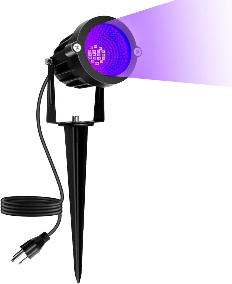 Halloween LED Black Light: 15W Spot Lights Outdoor UV Spotlight for Halloween Christmas | 110V Plug-in Blacklight with IP65 Waterproof for Party Body Paint Fluorescent Poster Neon Glow