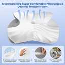 Side Sleeper Pillow, Memory Foam Cervical Neck Pillow, Dual Height Orthopedic Contour Pillow for Neck Support, Ergonomic Pillow for Side Back Stomach Sleepers with Breathable Washable Cover, Gray
