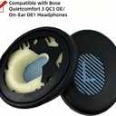 QC 3 Ear Pads and Head Band Cover Replacement Cushions Pieces Compatible with Bose Quietcomfort 3 QC3 OE/On-Ear OE1 Headphones Repair Parts Accessories-Blue