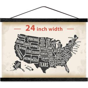 Magnetic Poster Hanger Frame, 24 Inch, Black Finish, Fits 24x30 24x32 24x36 Prints, N52 Magnets, Easy-Swap Wall Display for Posters, Maps, Canvas & Artwork