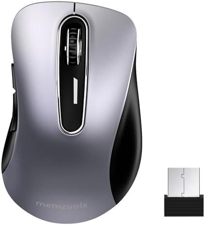 memzuoix 2.4G Wireless Mouse, 1400 DPI Mobile Optical Cordless Mouse with USB Receiver, Portable Computer Mice Wireless Mice for Laptop, PC, Desktop, MacBook, 5 Buttons (Gunmetal)