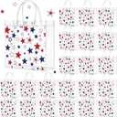 Kosiz 24 Pcs Patriotic Gift Bags Patriotic Party Favors Red White Blue American Star Clear PVC Gift Bags, Memorial Day Independence Day 4th of July with Handle for USA Party Supplies