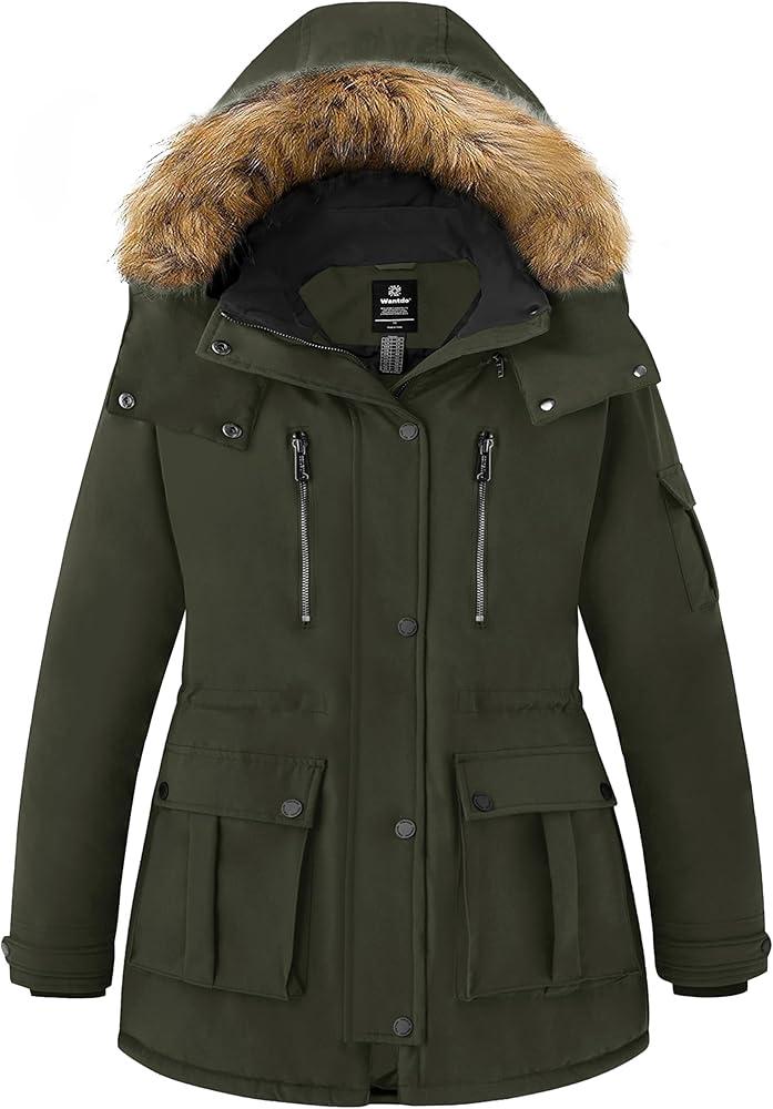 wantdo Plus Size Winter Coats for Women Parka Overcoat Warm Winter Jacket with Hood, Size: 3X