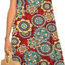 levaca Women's Short Sleeve Loose Summer Beach Casual Dress (XL)