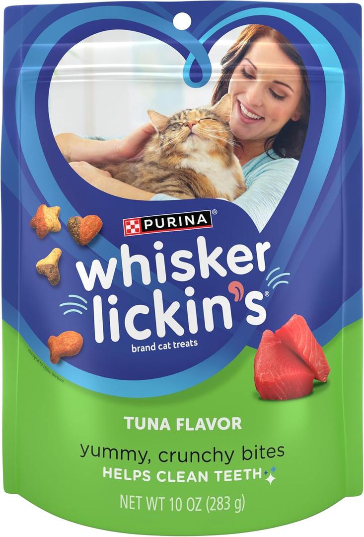 Purina Whisker Lickin's Cat Treats, Crunchy and Yummy Tuna Flavor - (Pack of 4) 10 oz. Pouches (EXP 07/01/27)
